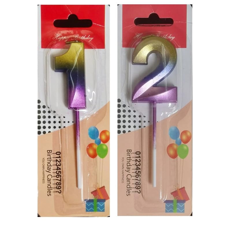 Image of Number Candles 3 inch for Birthday Parties, Wedding, Engagement, Valentines Day Celebration, Theme Party Cake Decoration Multicolor (Numerical No 21 or 12)