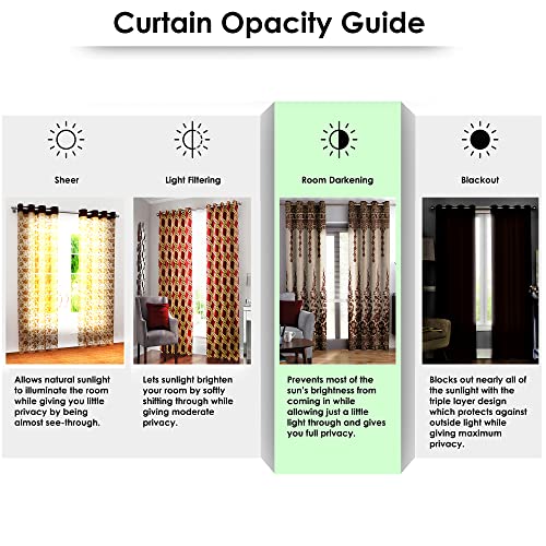 Image of Story@Home Bloom Collection Jacquard Weaving Solid Pattern Ring top Eyelet 1 Piece Door Curtain - 7 Feet, Rough Beige