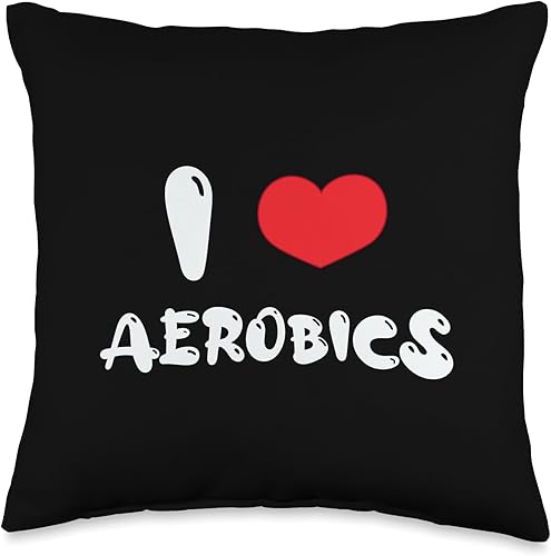Fitness Lover I Love Sports Gym Exercise Aerobics Throw Pillow, 16x16, Multicolor