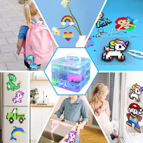 Fuse Beads Kit for Kids - 11000 Fuse Beads, 20 Colors 5mm Beads Craft Set with Storage Box, Pegboards, Ironing Paper and Accessories, Arts and Crafts Set Toys Gifts for Girls & Boys Birthday Christmas