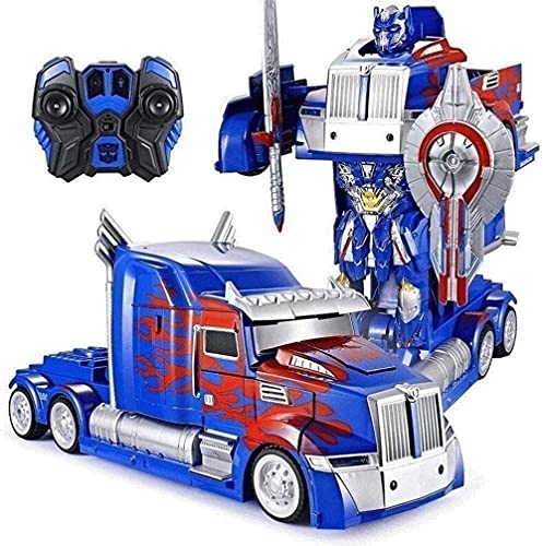 ZHANGL Drifting Large Semi Truck Robot Transformers Stunt Car Truck Deformation Optimus Prime RC Toy Transformers Robot Remote Control High Speed â€‹â€‹Toy Model Truck Truggy For Kids Adult Toddler Boys G