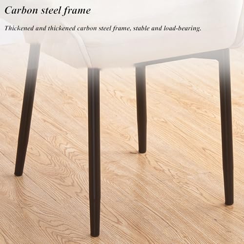Miniatura 6 de High-End Velvet Dining Chair - Upholstered Tufted Chair with Black Metal Legs for Dining Room, Cafe, Restaurant, and Milk-Tea Shop Lounge with