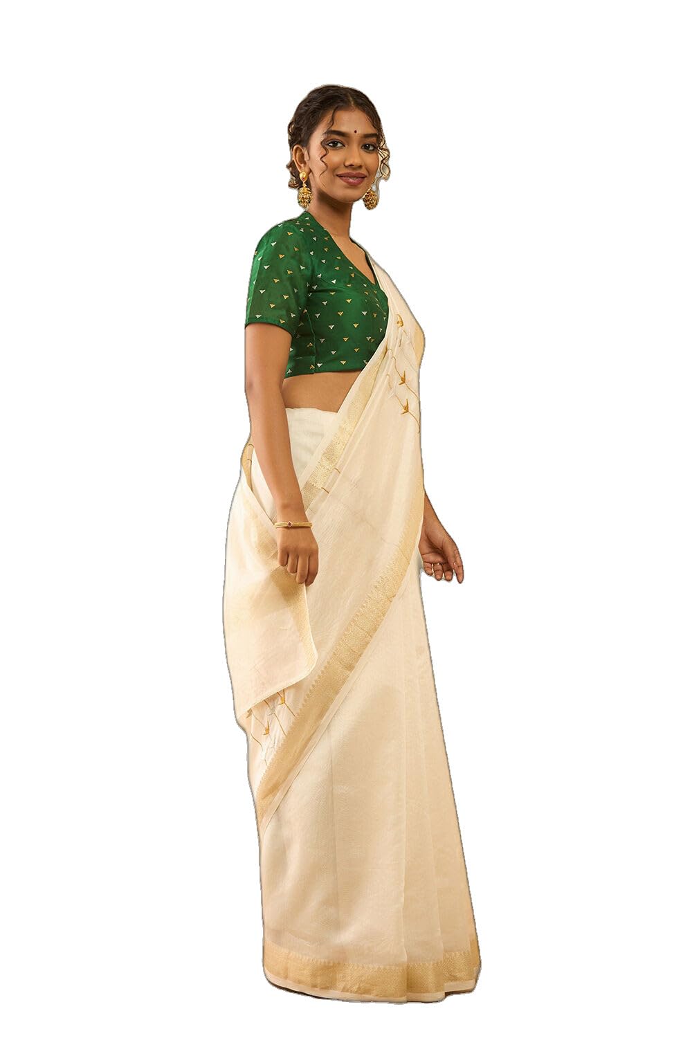 taneira Off White Pure Silk Cotton Embroidered SareeWith Unstitched Blouse(SABDTBPSC0101-Off White)-picture-38