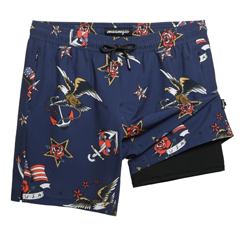 maamgic Mens Swim Trunks with Compression Liner 7