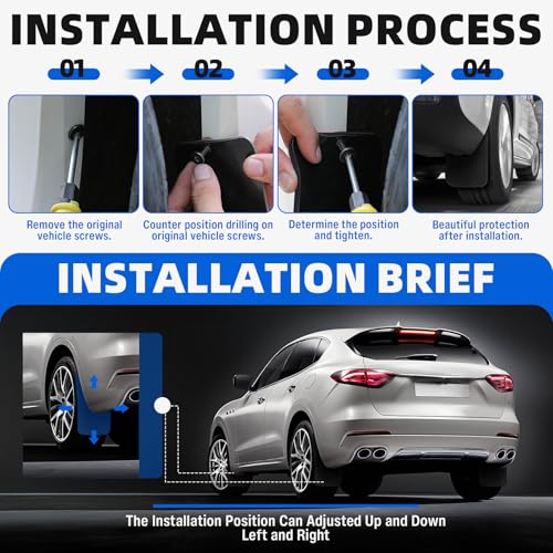 Image of 4PCS Black Mud Flaps Universal Rubber Front and Rear Side Splash Guards Mudflaps Mudguard Fender Flares with Hardware for Car Pickup Truck SUV