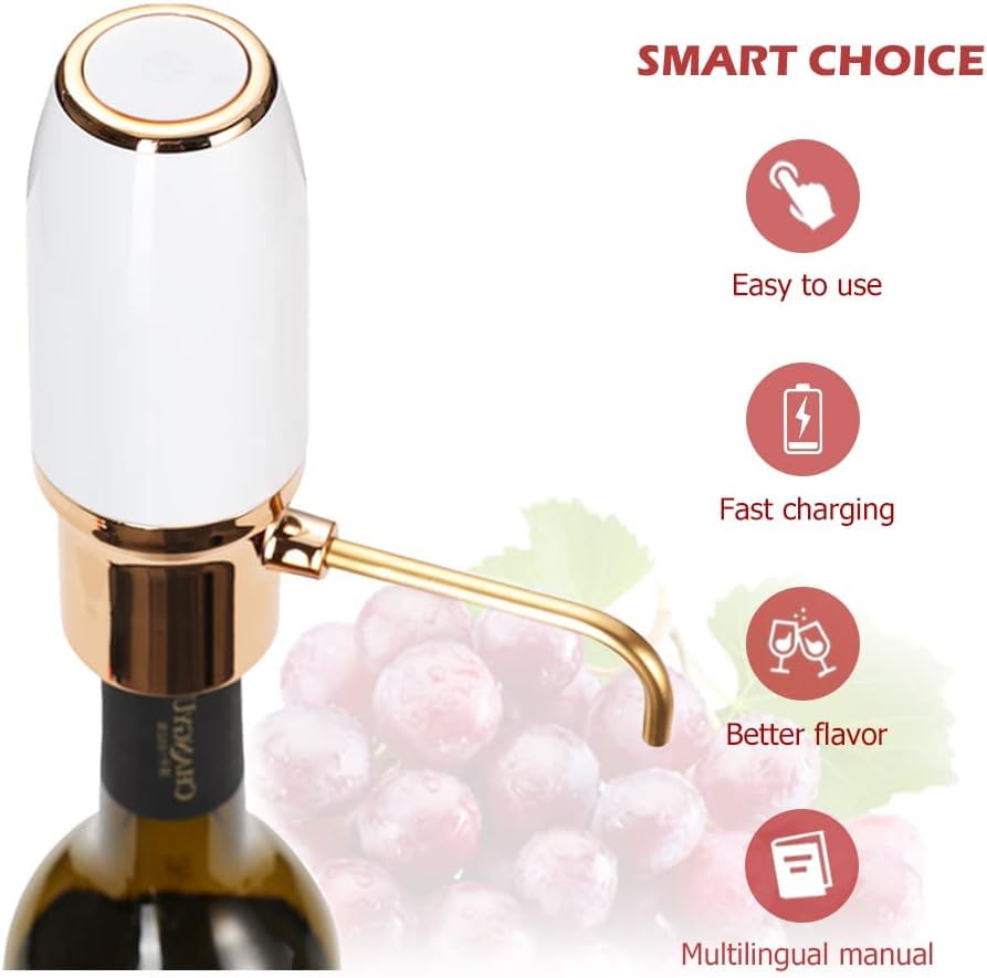 Image of Electric Wine Aerator Dispenser Electric Smart Decanter Professional USB Rechargeable Wine Decanter with Upgraded Adjustable Stainless Steel Telescopic Connecting Tube Wine Gift for Mom Wife