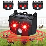 Solar Nocturnal Animal Repeller Ultrasonic Outdoor Predator Eyes Coyote Deterrent with Red Light & Motion Sensor for Fox Raccoon Skunk Deer Repellent Device for Garden Farm Yard Chicken Coop (4) (4)