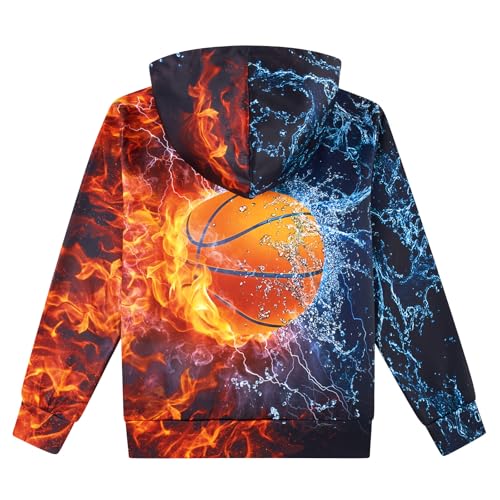 Idgreatim 6-14T Boys Zip Up Hoodies Kids 3D Graphic Hoody Sweatshirt Zipper Pullover with Pockets