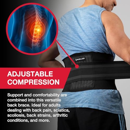 MUELLER Sports Medicine Adjustable Back Brace, Ideal for Upper and Lower Back Pain, Relief & Support for Men and Women, Strains, Sciatica, Scoliosis, Black - Image 5