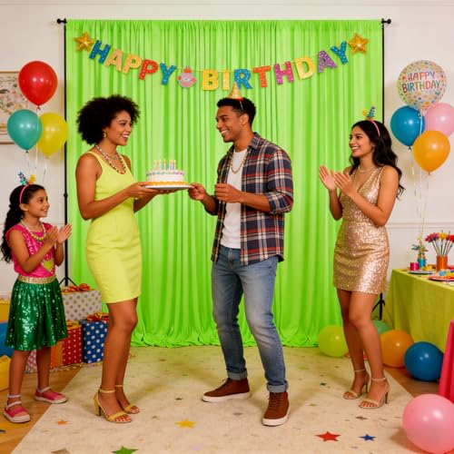 Image of 10ft x 10ft Light Green Backdrop Curtains for Parties, Polyester Fabric Backdrop Drapes with Rod Pockets for Weddings, Birthday, Halloween, Photography, Christmas Party Background Curtain, 2 Panels