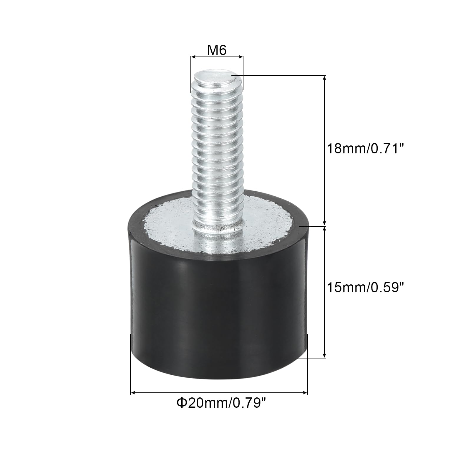 uxcell M6 Thread Rubber Mounts, Vibration Isolators, Cylindrical Shock Absorber with Studs 20 x 15mm 4pcs — Amazon image 2