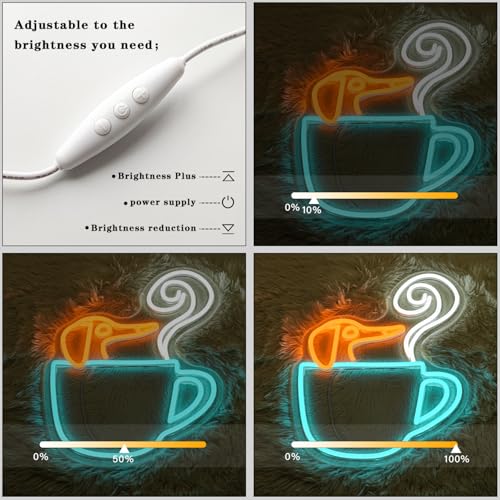 Image of Coffee Dachshund Neon Sign for Wall Decor Cafe Neon Light Dachshund Led Neon Sign colorful Led Neon Light for Coffee Shop Milk Tea Shop Tea Room Bedroom Mall Decor