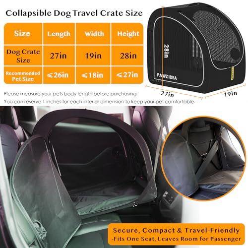 PAWZIDEA-Collapsible-Dog-Travel-Crate-Portable-Dog-Crate-for-Car-Soft-Sided-Kennel-for-Medium-and-Large-Dogs-Pop-Up-Metal-Frame-Seatbelt-Headrest-Strap-4-Door-Pet-Cage-for-Travel-Outdoor-Use PAWZIDEA Collapsible Dog Travel Crate Portable Dog Crate for Car Soft Sided Kennel for Medium and Large Dogs Pop Up Metal Frame Seatbelt Headrest Strap 4 Door Pet Cage for Travel Outdoor Use