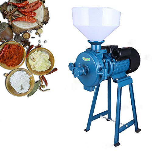 1500W Blue Electric Grain Mill with Funnel, Dry Cereals Rice Wheat Corn Mills Electric Grain Mill Grinder Electric Grain Grinder Heavy Duty Home/Commercial Electric Feed Mill Dry Cereals Grinder
