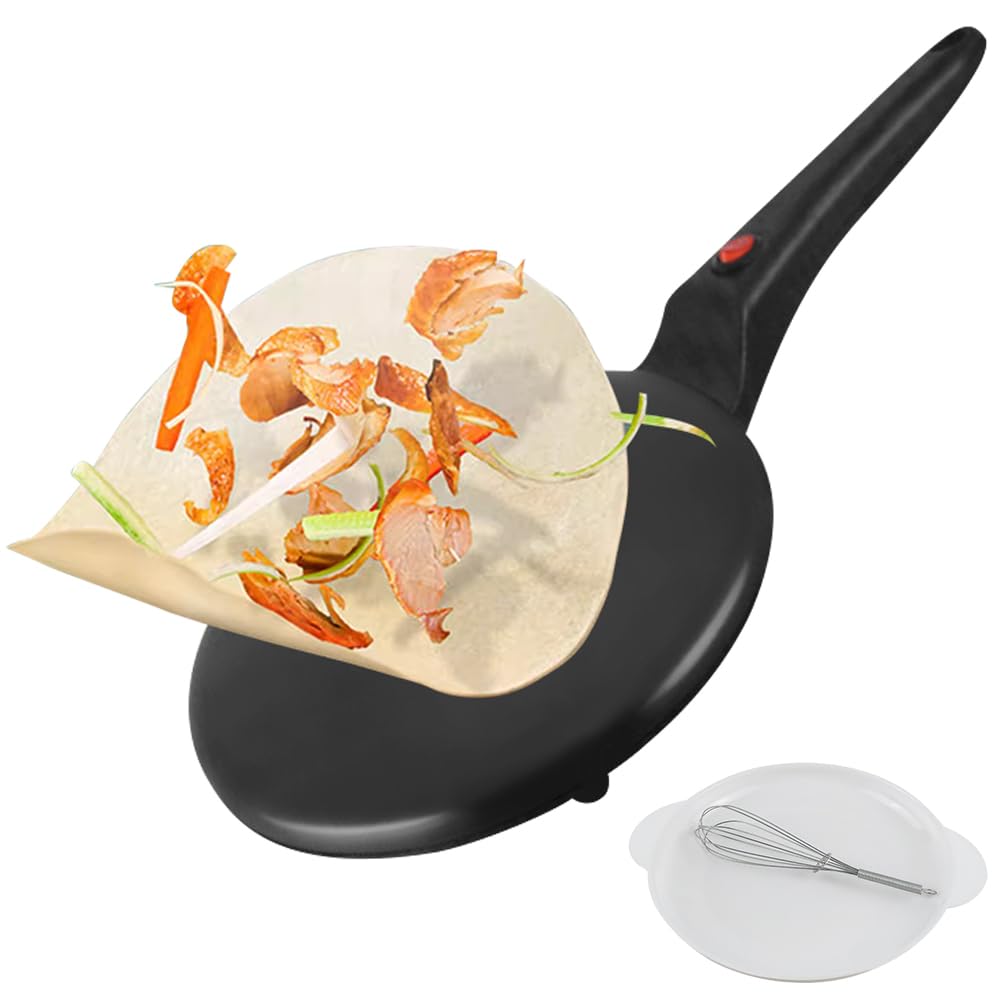 Crepiera Elettrica 600W Antiaderente RANJIMA Crepes Maker con Ciotola
