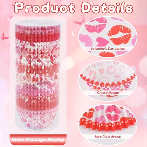 Image of 600 Pack Valentines Cupcake Liners Standard Muffin Cupcake Cups Cupcake Wrappers Paper for Wedding Party Decorations Supplies (12 Styles)