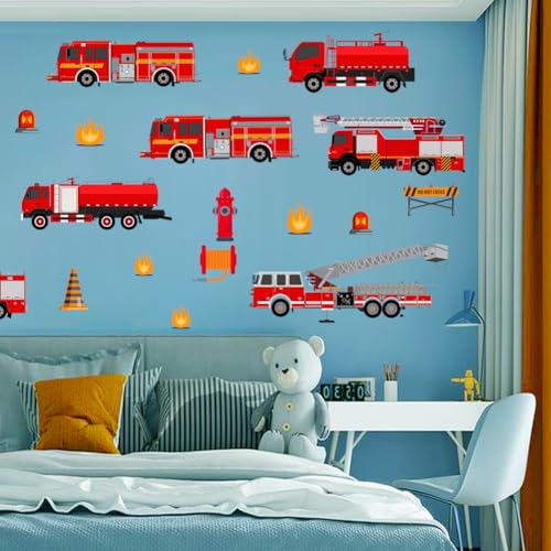 Vinilos decorativos de camiones de bomberos, 2 hojas miniatura 4
