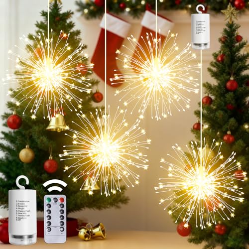 Lamptobe 4 Stück Feuerwerk Lichterkette, 200 LED...