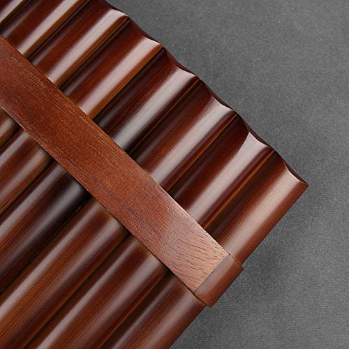 22/25 Pipes G Key Professional Pan Flute Chinese Traditional Musical Instrument Pan Pipes Easy to Learn with Exquisite Brown Pan Pipes Flute and Black Leather Bag (22-Left Hand) - Thumbnail 3
