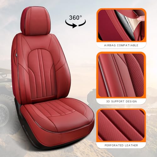 Image of Car Seat Covers,Car Seat Protector Waterproof,Seat Covers Front Set, Car Seat Protectors,Automotive Seat Covers Fit for Most Cars Wine Red