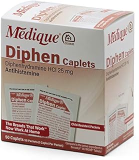 Medique @ Home 71450 Diphen Allergy and Hay Fever Relief Coated Tablets, White, 50 Count