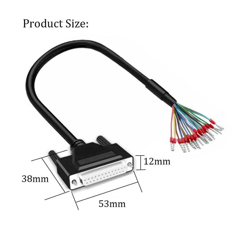 Willwewon 10Ft 3m 26AWG DB25 Female RS232 25 Pin Serial Extension Cable RS232 D-SUB DB25 Serial to 25 Bare Wire Breakout Board Connector