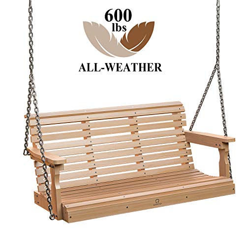 OT QOMOTOP Poly Lumber Porch Swing, Fade-Resistant Patio Swing with 600lbs Duty Rating, 304 SS Chains, All-Weather Garden Swing for Enjoying Autumn - Thumbnail 5