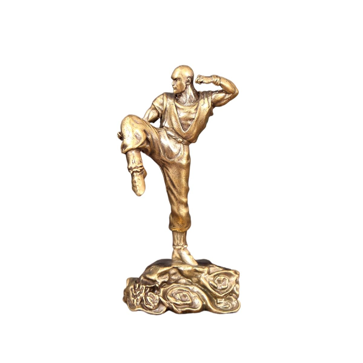 AOTTSD Decorative Brass Shaolin Monk Sculpture, Martial Arts Figurine