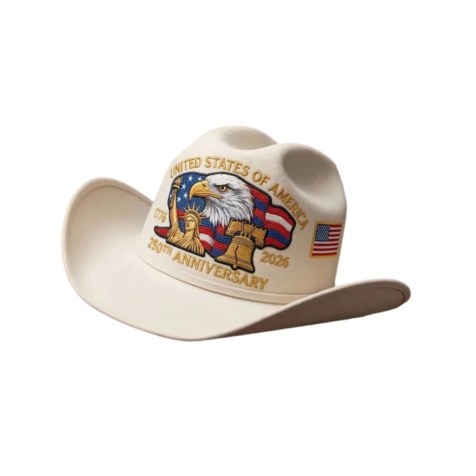 alloneslife Independence Day Themed Hat Embroidered Headgear Decoration Ideal for Music Festivals and Picnics Independence Day Cowhand Hat
