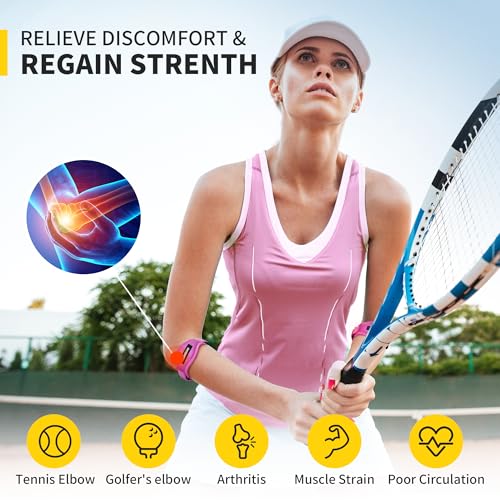 Image of CAMBIVO 2 Pack Tennis Elbow Brace Strap for Tendonitis, Rose Pink | EVA Compression Pad, Adjustable Strap with Premium Velcro, for Men and Women, Golfer's Elbow, Counterforce Brace, Breathable