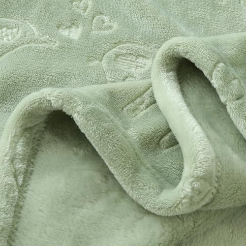 Image of BORITAR Baby Blanket Elephant Animal for Boys Girls Ultra Soft Fleece Warm and Lightweight Blankets for Infant Toddler Newborn, 30x40 Inch, Green