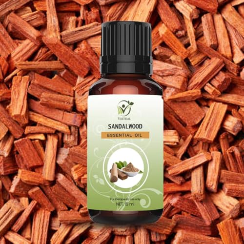 Image of Virtual Sandalwood Essential Oil 15ml 100% Pure Natural Facial Oil for Skin Brightening Acne Dark Spots Pigmentation Aromatherapy Skincare Oil for Men Women