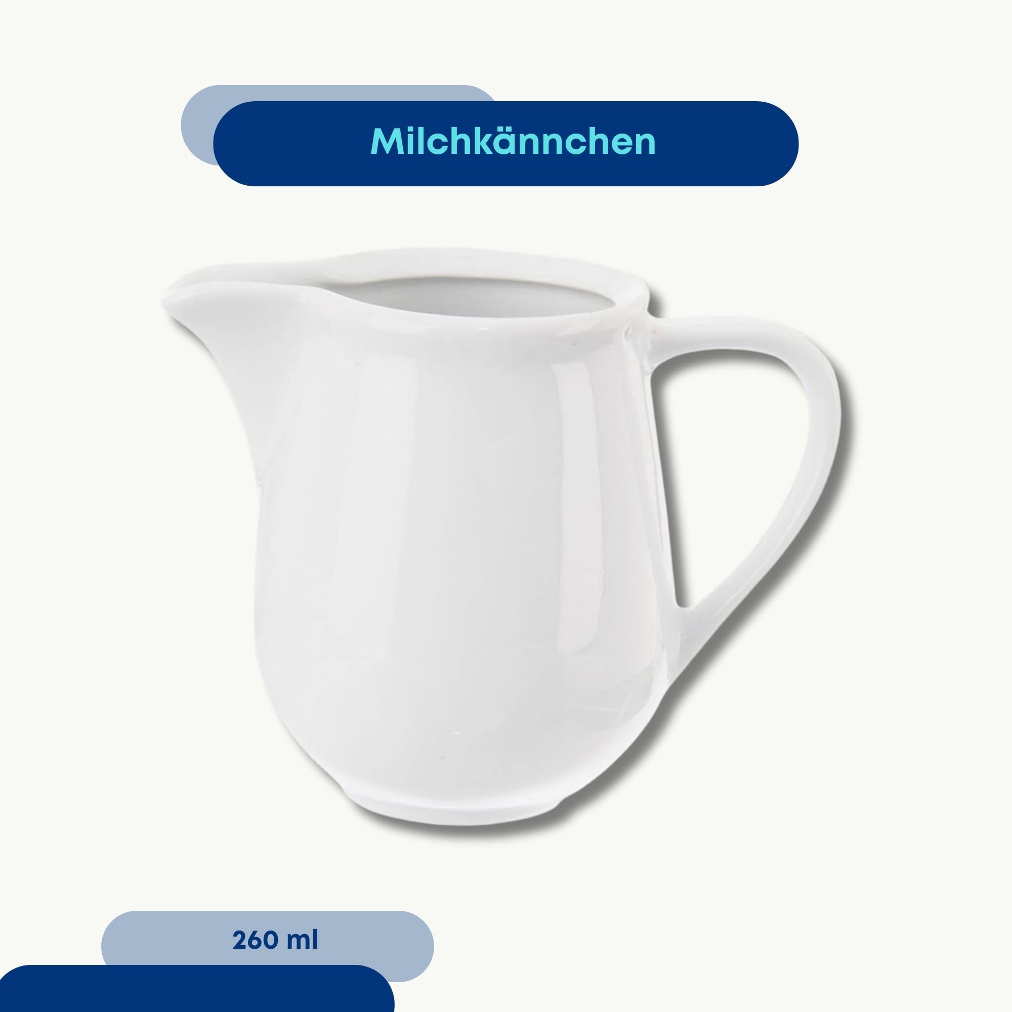 Orion group - Porzellan-Milchkännchen 260 ml - Milchkännchen - Sahnekännchen - Milchkanne Kännchen aus Porzellan - Milk jug - Klein mit Griff - weiß
