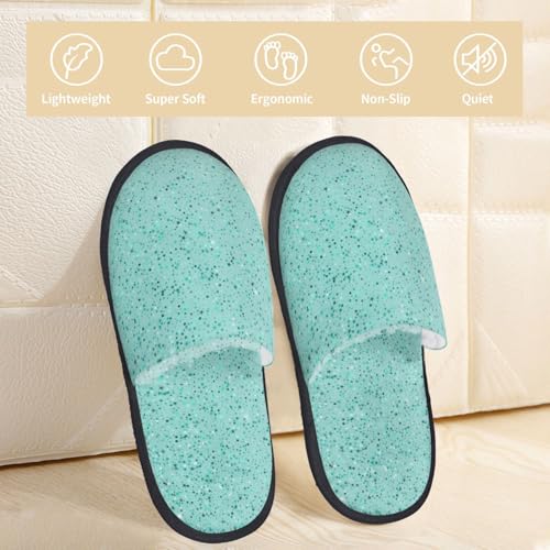 Teal Turquoise Glitter Print House Slippers For Women And Men,Soft Slippers With Memory Foam,Non-Slip Indoor Home Shoes2