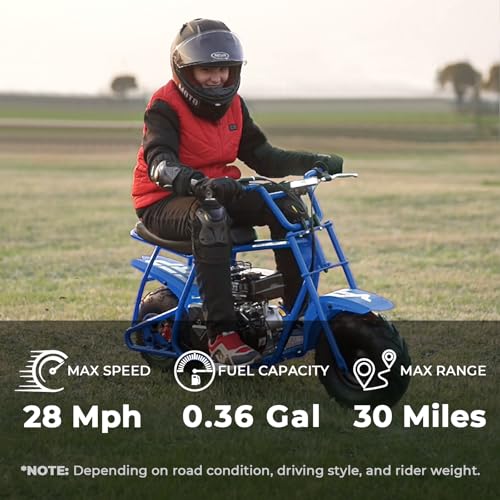 Image of FRP Mini Dirt Bike GMB100, 99 CC Gas Powered 4 Stroke 3HP, Off Road Mini Bikes for Kids and Adult, Trail Bike Up to 28 Mph, Weight Support Up to 220 LBS (Blue)