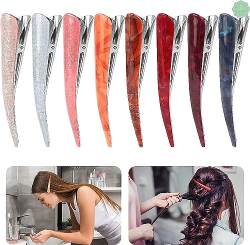 8 fermagli per capelli a forma di anatra, in acrilico colorato, antiscivolo, per capelli spessi e sottili, da donna e ragazza (13 cm)