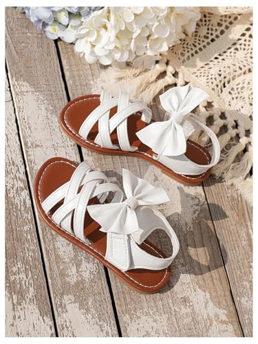 GORGLITTER Girl's Cute Strappy Bow Sandals Open Toe Ankle Strap Criss Cross Dressy Vacation Slides3