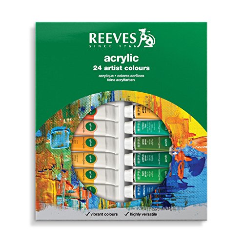 Reeves - Pinturas acrílicas (10 ml, 24 tubos), colores surtidos