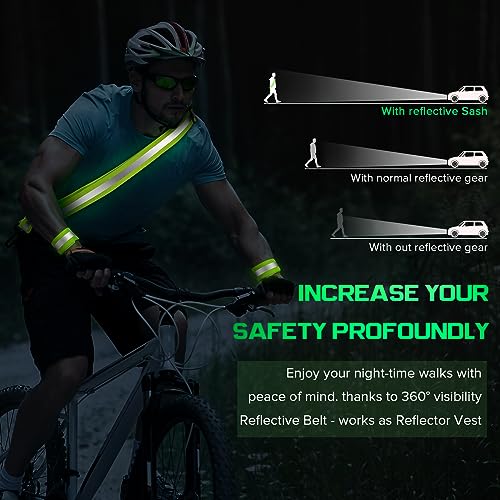 Simket Reflective Sash For Walking At Night, High Visibility Reflective Running Gear Night Walking Safety Gear For Men Women Kids thumb #1