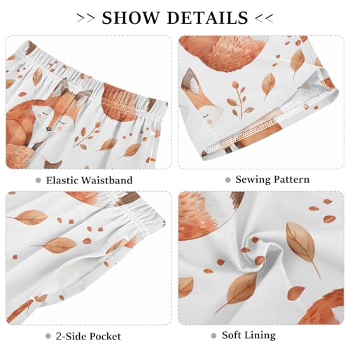 Cute Watercolor Fox A Short Pajama Pants Bottoms Soft Sleepwear with Pockets3