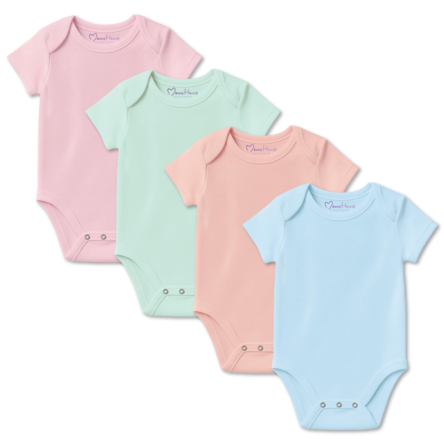 mom's home New Born Baby Organic Cotton Half Sleeves Onesie | New Born Baby Clothes | Baby Half Sleeve Cotton Sleepsuits | Pack of 4-picture-19