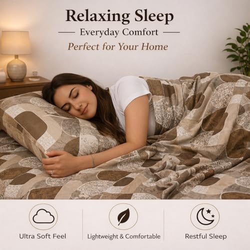 Image of Bedsheet for King Bed Include Pillow Covers | Cocoa Geometry Premium Bedding | Pure Cotton 144 Thread Count|108x108 inch - Cocoa Geometry