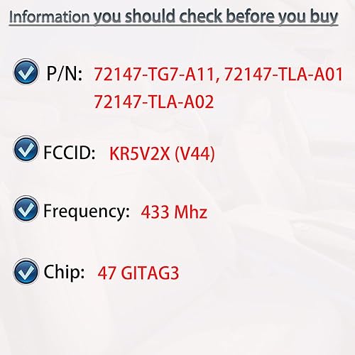 Miniatura 2 de Llavero de entrada sin llave compatible con Honda Pilot CRV Civic 2016 2017 2018 2019 2020 2021 Control remoto inteligente botón de arranque de