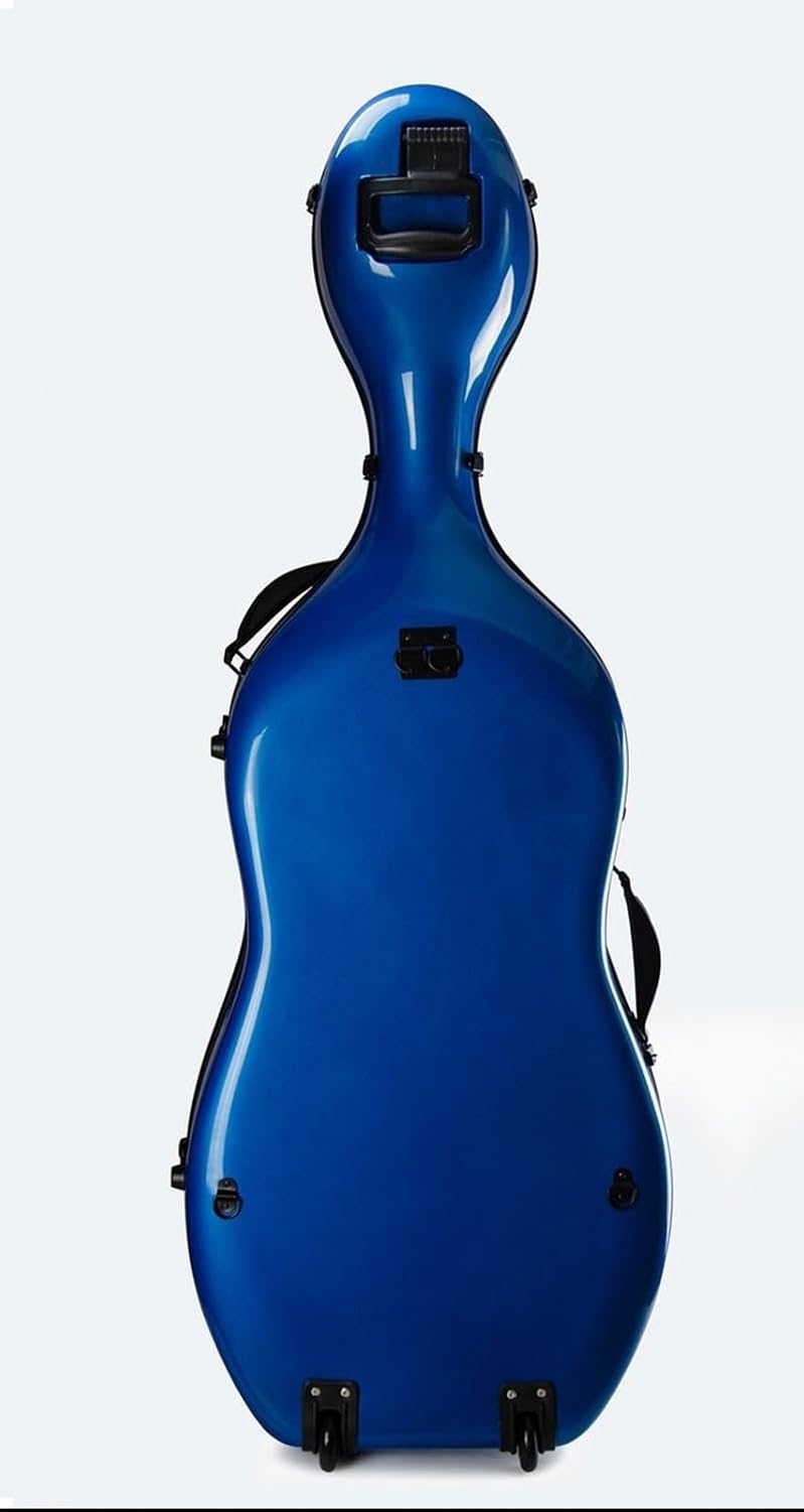 Estuche Violonchelo, Funda Rígida para Cello 4/4 con Ruedas y Correas de Mochila Azul
