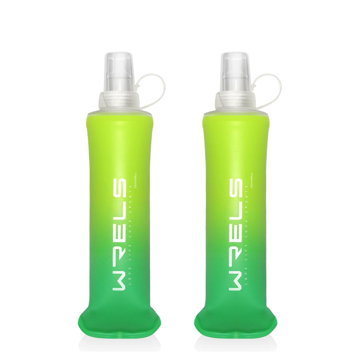WRELS 2x 250ml Soft Flask Running Water Bottles,TPU BPA Free Collapsible Lightweight Soft Water Bottle for Running Vest,Flexible Sports Bottle for Outdoors — image 1