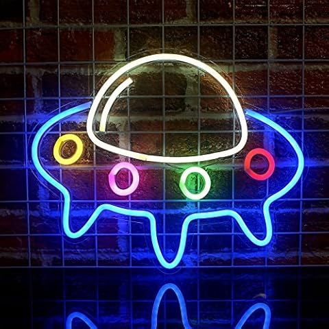 Rdutuok Game Neon Light,UFO Alien Spaceship LED Neon Light Signs USB Powered 40 x 32cm with Switch Acrylic Neon Wall Light Signs for Bedroom,Living Room,Teen boys & Grils Game Room Decor Cover
