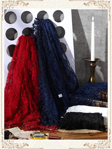 4pcs Lace Shawl for Women Fringes Lightweight Scarf Fringes Soft Leaf Scarf, Lace Tassels Long Mesh Crochet Tassel for Women, Feminine Teardrop Fringe Shawl for Dinners, Weddings, Speeches4