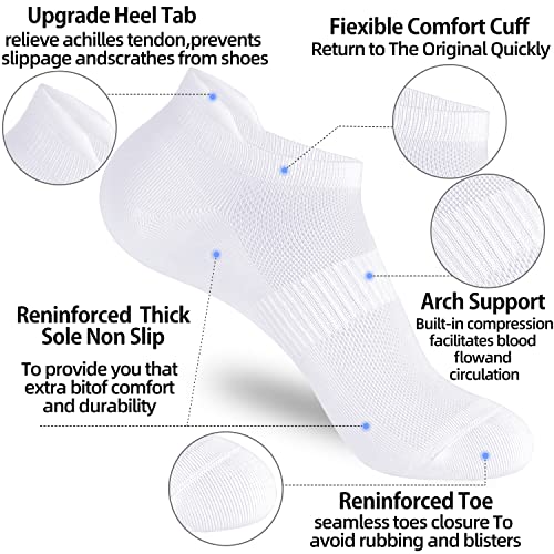 Image of Corlap Ankle Socks Women /Men 8-12Pairs Low Cut No Show Thin With Heel Tab | Ladies White Low Rise Short Summer Athletic Running Workout Sneaker Yoga Pilates Footies Lightweight Socks 7-9 9-11