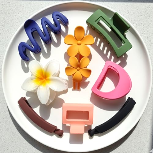 Image of Colorful Hair Claw Clips for Women and Girls | Aesthetic Clutcher Mix Color (6 pc)