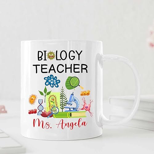 Miniatura 3 de Taza de café de cerámica personalizada para profesor de biología, taza de café para profesores de biología, regalos para graduación, taza de té